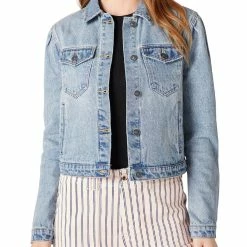 Sam Edelman Jazzi Womens Puff Sleeves Short Trucker Jacket
