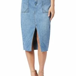 Sam Edelman Womens Denim Front Slit Denim Skirt