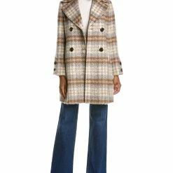 Sam Edelman Double-Breasted Flared Wool-Blend Coat for women