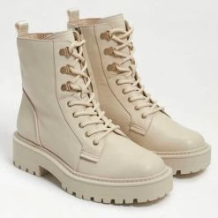 Sam Edelman Lue Combat Bootie in Ivory Leather for women