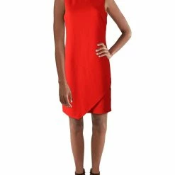 Sam Edelman Womens Asymmetrical Hem Crewneck Sheath Dress