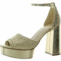 Sam Edelman Nattie Womens Faux Leather Square Toe Platform Sandals